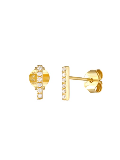 Gold color 925 Sterling Silver Cubic Zirconia Geometric Minimalist Stud Earring