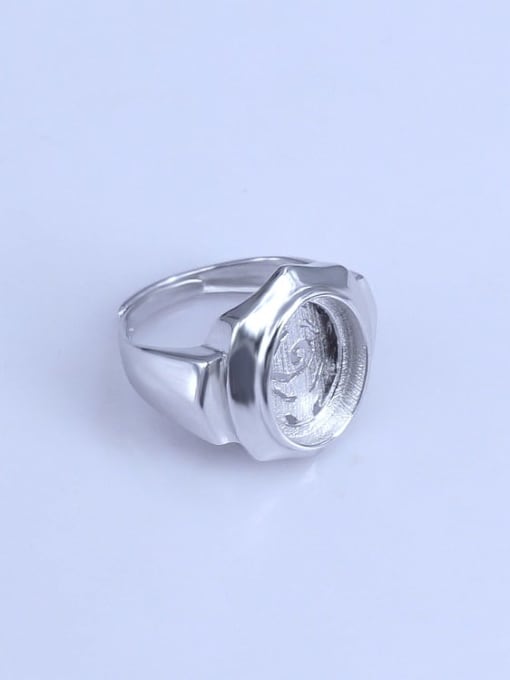 Supply 925 Sterling Silver 18K White Gold Plated Round Ring Setting Stone size: 11.5*14mm 2