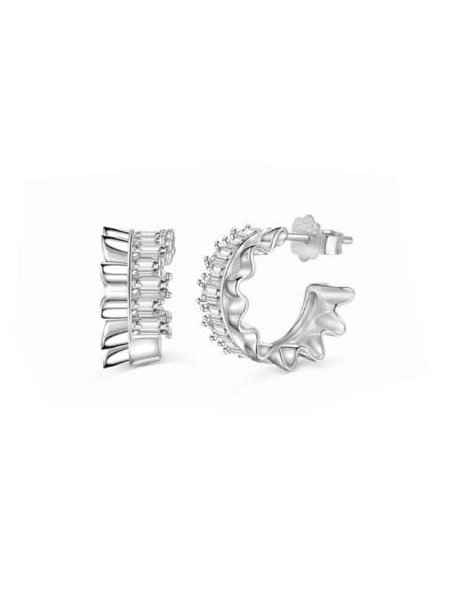 STL-Silver Jewelry 925 Sterling Silver Cubic Zirconia Geometric Minimalist Stud Earring 2