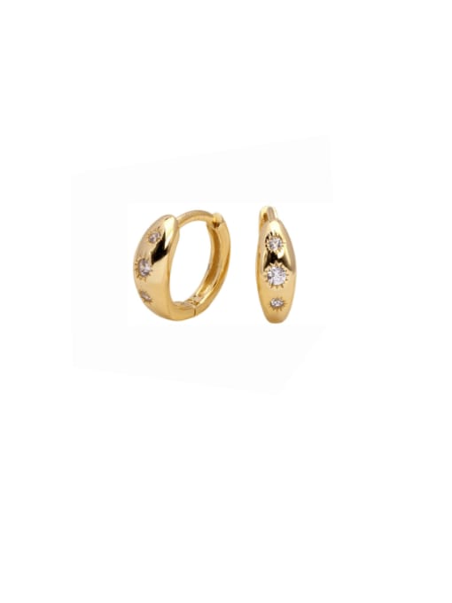 Jewel-Silver 925 Sterling Silver Rhinestone Geometric Minimalist Huggie Earring