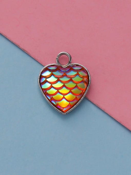 9 Stainless Steel Heart Accessories Heart Shaped Fish Scale Pendant