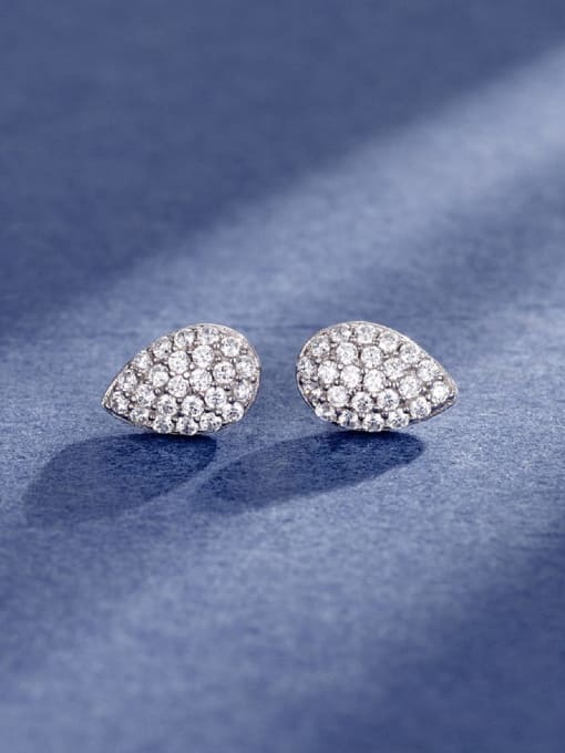 A&T Jewelry 925 Sterling Silver Cubic Zirconia Water Drop Luxury Cluster Earring 3
