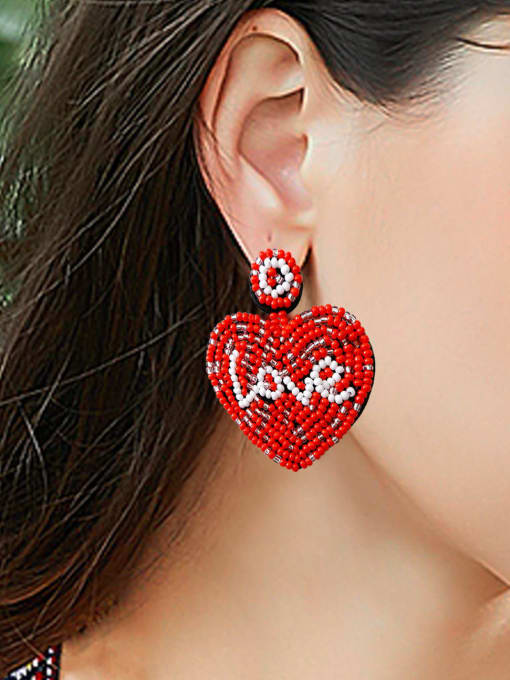 JMI Tila Bead Multi Color Heart Trend Pure handmade Weave Earring 1