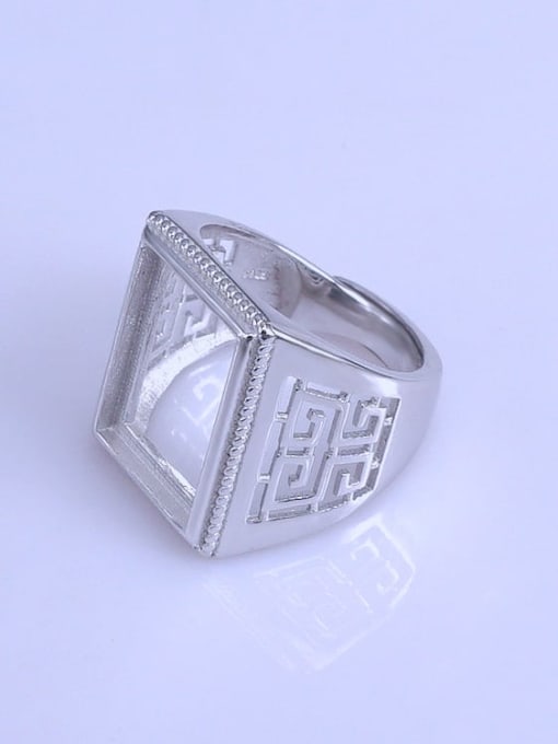 Supply 925 Sterling Silver 18K White Gold Plated Geometric Ring Setting Stone size: 12*18mm 1