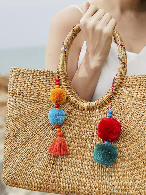 JMI Bead Cotton Rope  Tassel Artisan Hand-Woven  Bag Pendant 0