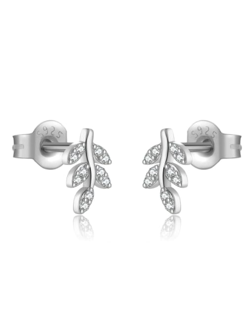 platinum 925 Sterling Silver Cubic Zirconia Tree Dainty Stud Earring