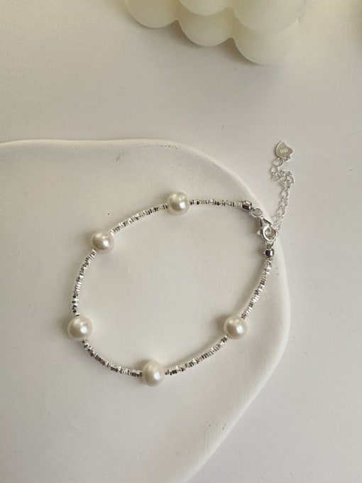 Bracelet 925 Sterling Silver Freshwater Pearl Dainty Beaded Necklace