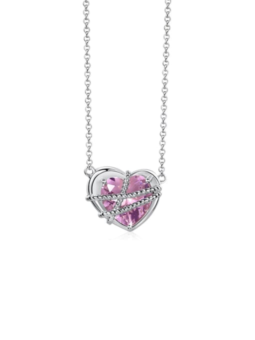 YUANFAN 925 Sterling Silver Cubic Zirconia Heart Minimalist Necklace 0