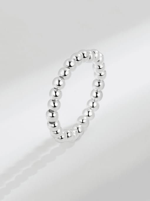 PNJ-Silver 925 Sterling Silver Bead Geometric Minimalist Bead Ring 2