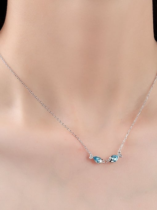 PNJ-Silver 925 Sterling Silver Cubic Zirconia Fish Minimalist Necklace 2
