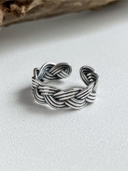 Woven ring 925 Sterling Silver Twist Geometric Vintage Woven Band Ring