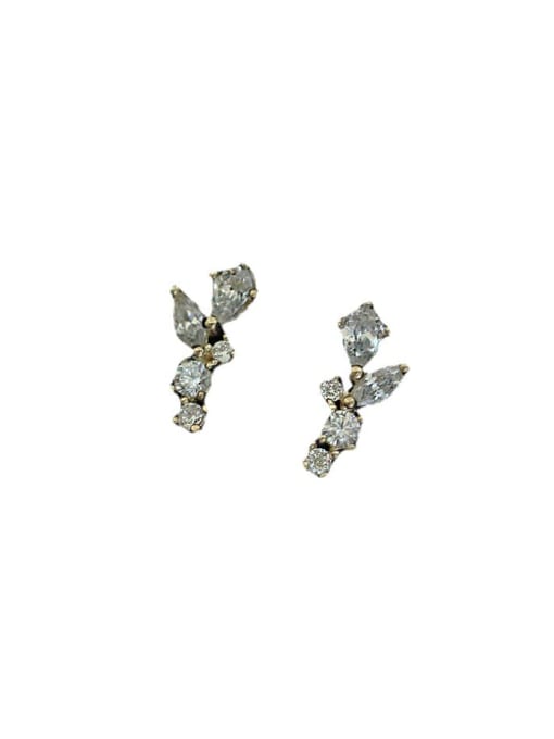 ZEMI 925 Sterling Silver Cubic Zirconia Irregular Dainty Stud Earring