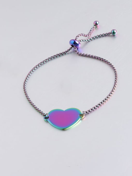 Rainbow color Stainless steel Heart Minimalist Bracelet