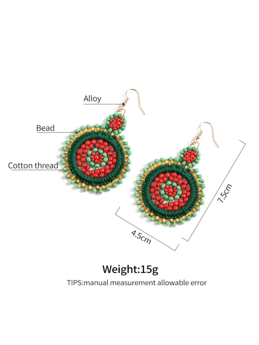JMI Alloy Bead embroidery threads Round Bohemia Hand-Woven Drop Earring 2