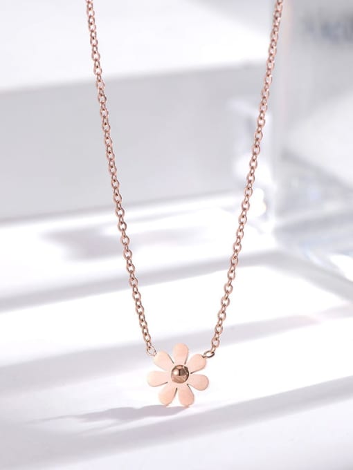 MEN PO Titanium Steel Flower Minimalist Necklace 1