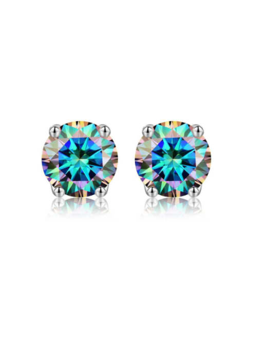 Platinum(Colorful) 925 Sterling Silver Moissanite Geometric Dainty Stud Earring