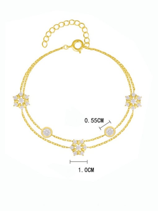 A&T Jewelry 925 Sterling Silver Cubic Zirconia Flower Luxury Strand Bracelet 2