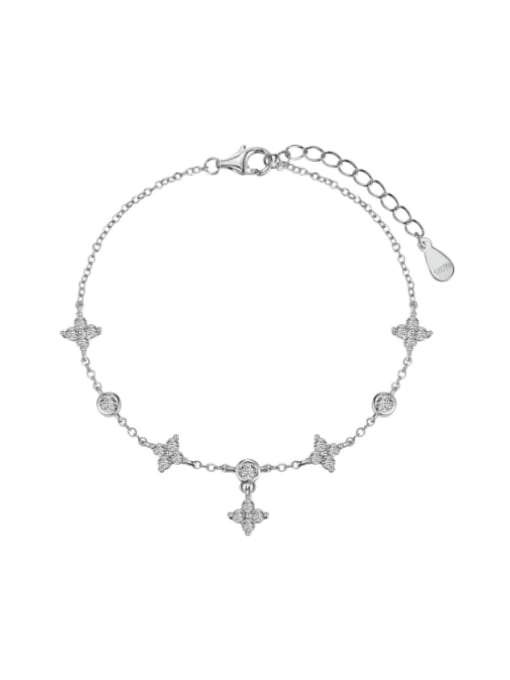 STL-Silver Jewelry 925 Sterling Silver Cubic Zirconia Clover Minimalist Bracelet