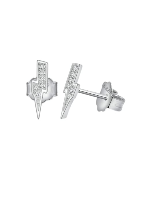 white 925 Sterling Silver Cubic Zirconia Geometric Dainty Stud Earring