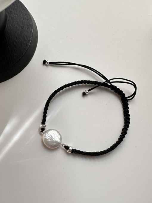 Bracelet 925 Sterling Silver Freshwater Pearl Trend Round Bracelet and Necklace Set