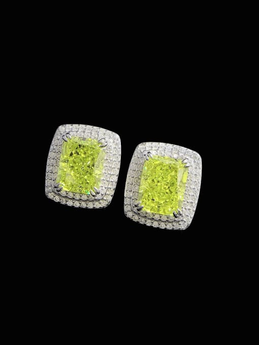 E220 Olive Green Earrings 925 Sterling Silver High Carbon Diamond Geometric Luxury Cluster Earring