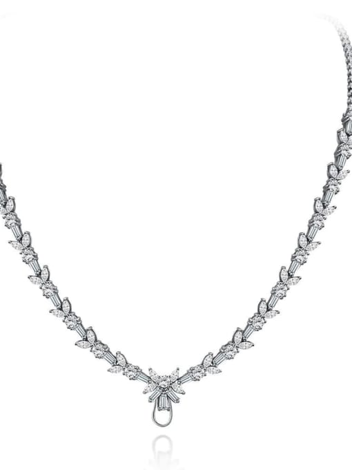 Universal chain length 43cm 925 Sterling Silver High Carbon Diamond Geometric Luxury Necklace