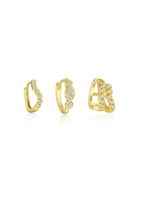 Single three piece combination set 925 Sterling Silver Cubic Zirconia Geometric Minimalist Single Earring