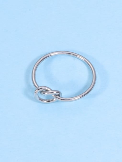 Steel color Stainless steel Geometric Tie Minimalist Band Ring