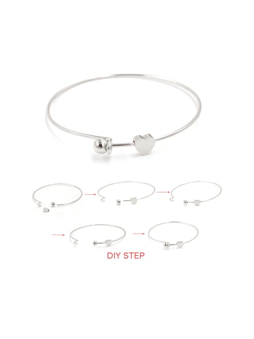 MEN PO Stainless steel open simple threaded bead detachable bracelet 0