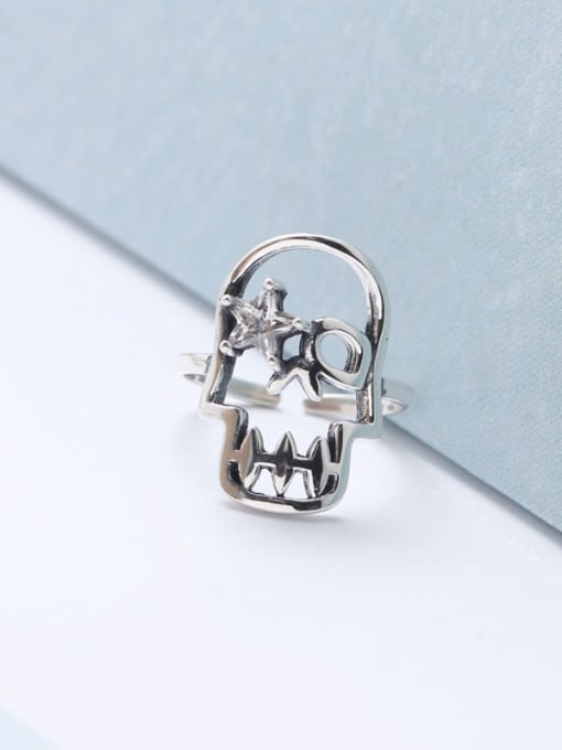 ACEE 925 Sterling Silver Skull Trend Band Ring 0
