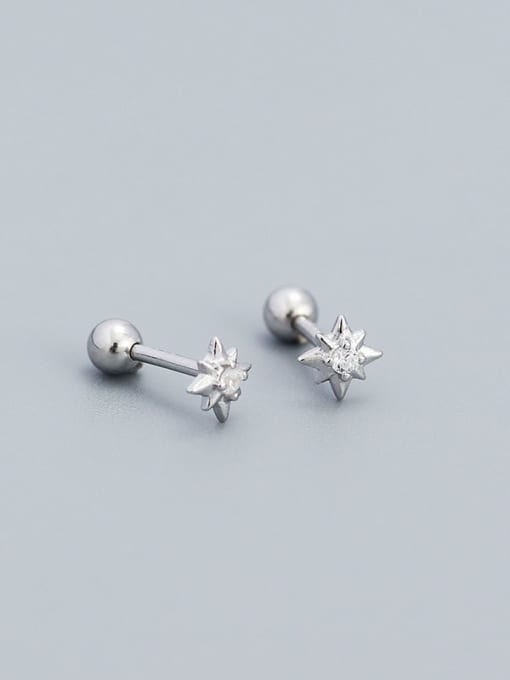 Platinum (white stone) 925 Sterling Silver Enamel Geometric Minimalist Stud Earring
