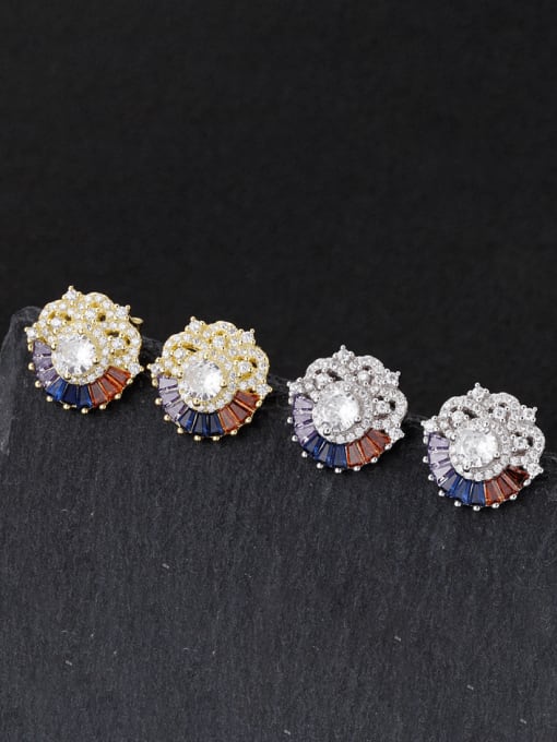 A&T Jewelry 925 Sterling Silver Cubic Zirconia Geometric Dainty Stud Earring 2