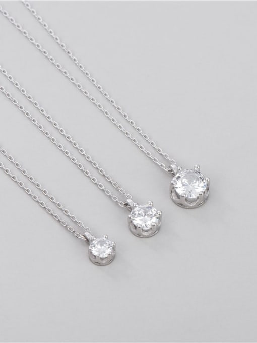 Large: single diamond six claw Necklace 925 Sterling Silver Cubic Zirconia Geometric Minimalist Necklace