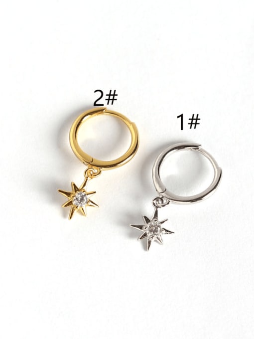 ACEE 925 Sterling Silver Rhinestone White Star Minimalist Huggie Earring 2