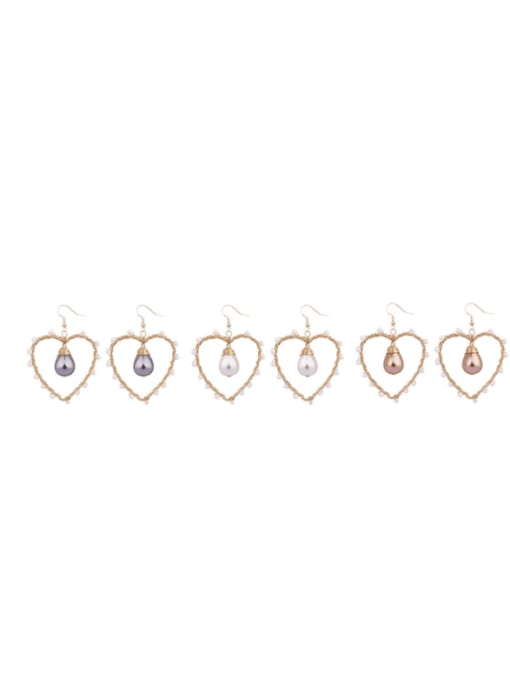JMI Zinc Alloy Imitation Pearl Heart Vintage Chandelier Earring 3