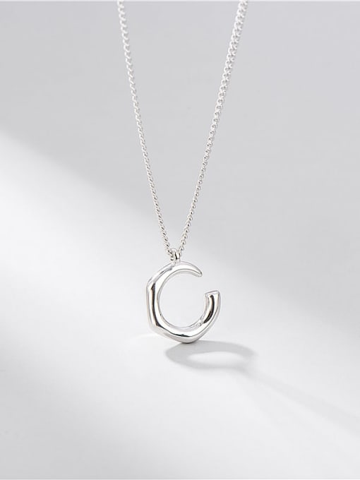 Irregular C-shaped Necklace 925 Sterling Silver Irregular Minimalist Necklace