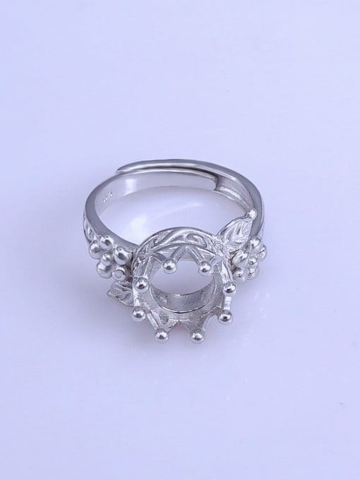 Supply 925 Sterling Silver 18K White Gold Plated Crown Ring Setting Stone size: 9*9mm 1