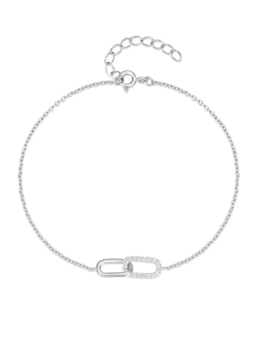 YUANFAN 925 Sterling Silver Cubic Zirconia Geometric Minimalist Link Bracelet 3
