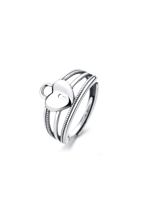 A198j approx. 2.78g 925 Sterling Silver Heart Vintage Stackable Ring