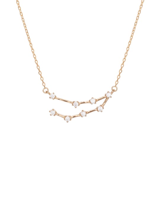A802 Capricorn champagne gold 925 Sterling Silver Cubic Zirconia Constellation Minimalist Necklace