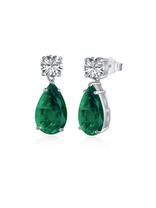 DY110144 green 925 Sterling Silver Cubic Zirconia Water Drop Luxury Drop Earring