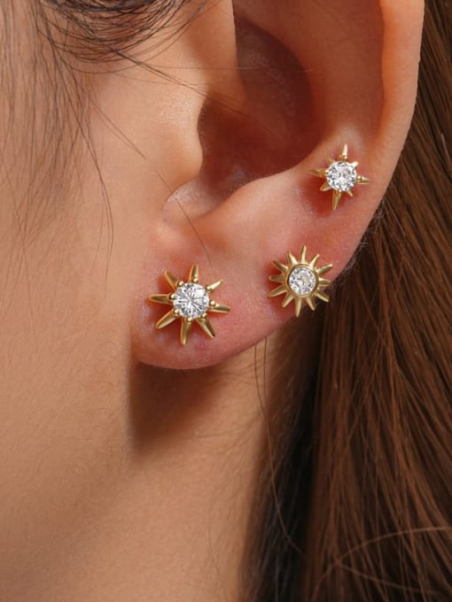 YUANFAN 925 Sterling Silver Sun Flower Minimalist Stud Earring 1