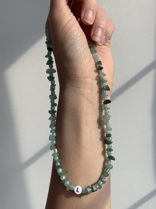 A Natural Stone Geometric Bohemia Handmade Beading  Necklace