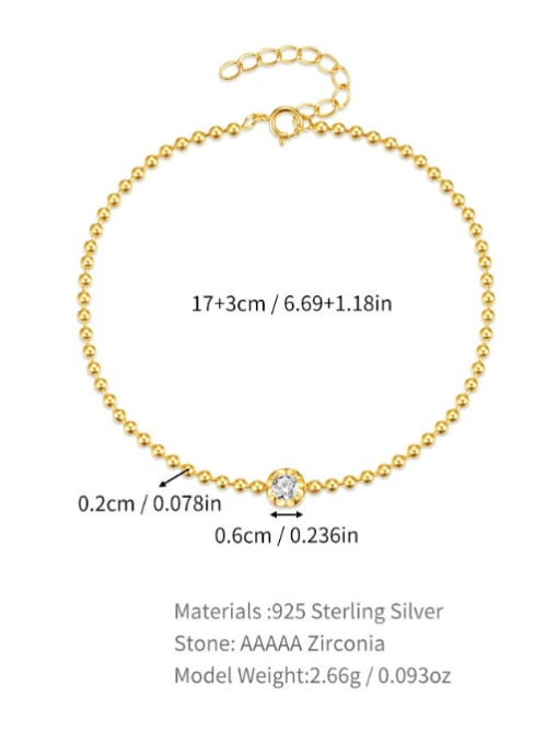 YUANFAN 925 Sterling Silver Cubic Zirconia Geometric Minimalist Strand Bracelet 2