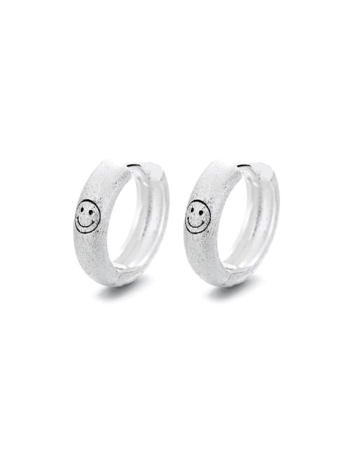 TAIS 925 Sterling Silver Smiley Minimalist Huggie Earring 0