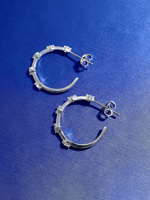 E287 Ear Ring 925 Sterling Silver Cubic Zirconia Geometric Minimalist Drop Earring