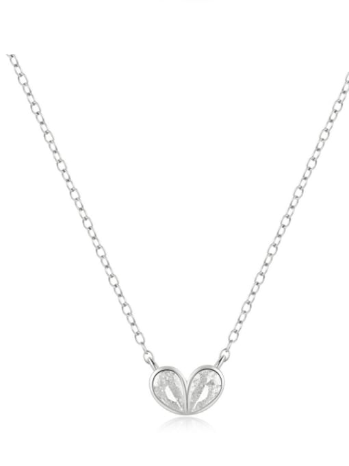 YUANFAN 925 Sterling Silver Cubic Zirconia Heart Minimalist Necklace 3