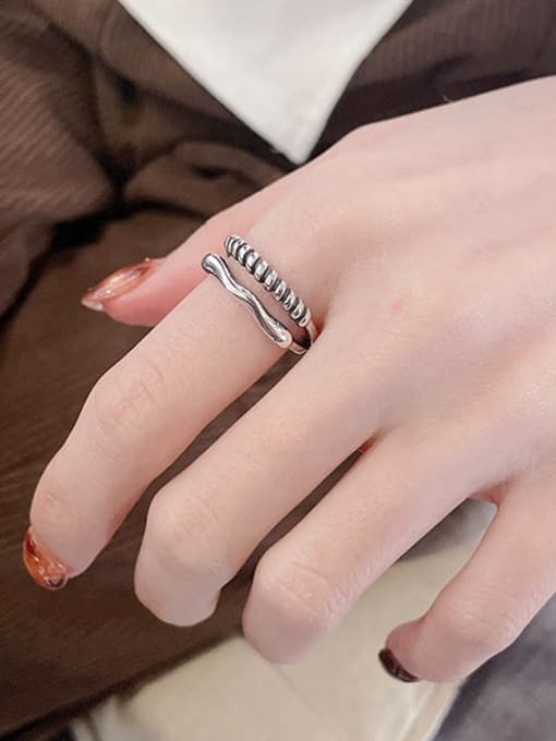 TAIS 925 Sterling Silver Geometric Vintage Stackable Ring 2