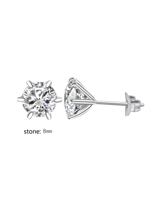 white 925 Sterling Silver High Carbon Diamond Geometric Dainty Stud Earring