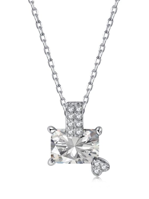 DY190344 S W WH 925 Sterling Silver Cubic Zirconia Geometric Luxury Necklace